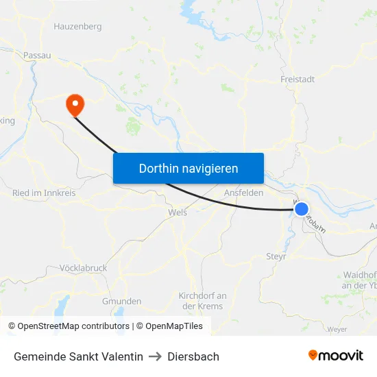 Gemeinde Sankt Valentin to Diersbach map