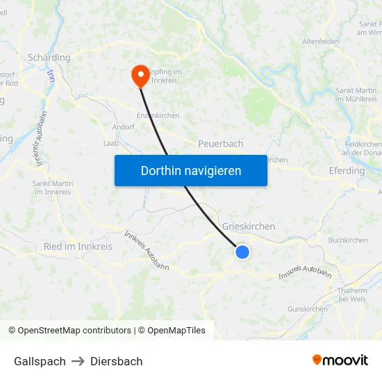 Gallspach to Diersbach map