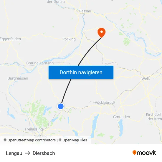 Lengau to Diersbach map