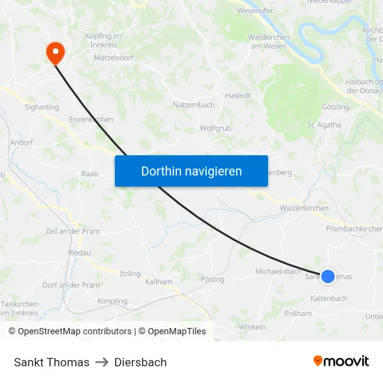 Sankt Thomas to Diersbach map