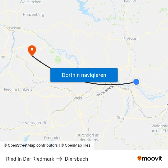 Ried In Der Riedmark to Diersbach map