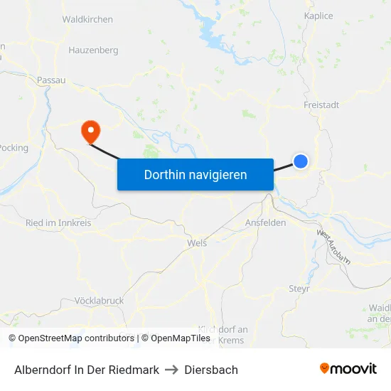 Alberndorf In Der Riedmark to Diersbach map