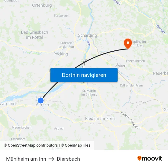 Mühlheim am Inn to Diersbach map