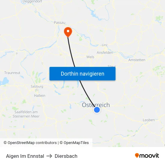 Aigen Im Ennstal to Diersbach map