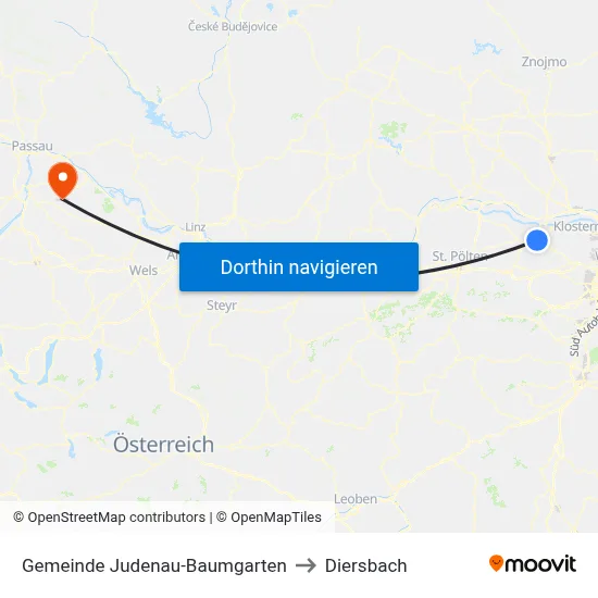 Gemeinde Judenau-Baumgarten to Diersbach map