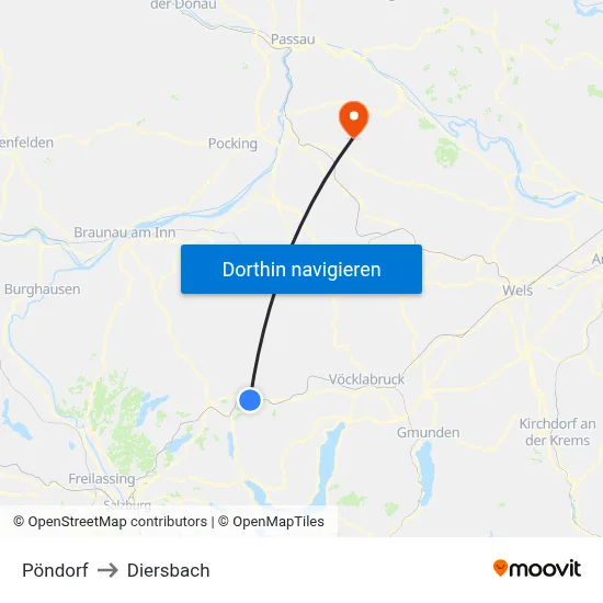 Pöndorf to Diersbach map