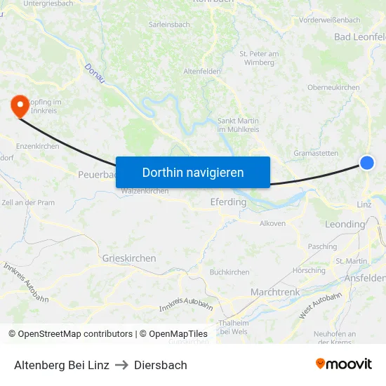 Altenberg Bei Linz to Diersbach map