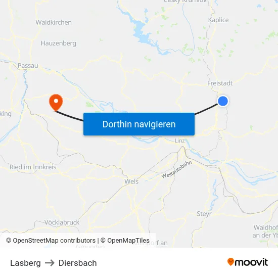 Lasberg to Diersbach map