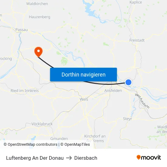Luftenberg An Der Donau to Diersbach map