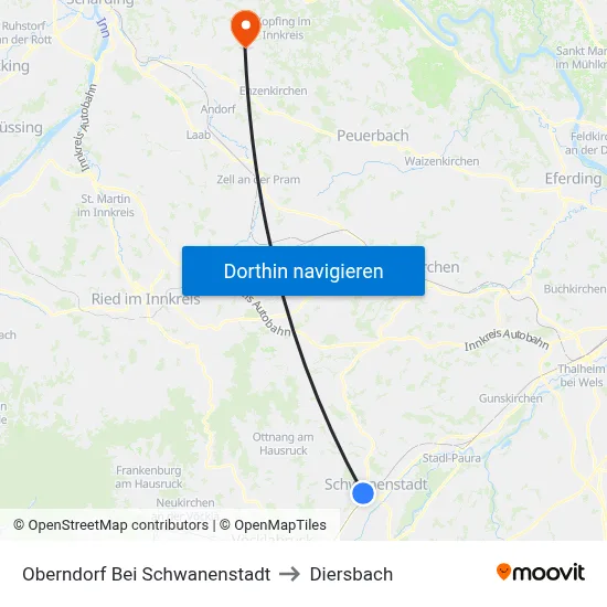 Oberndorf Bei Schwanenstadt to Diersbach map