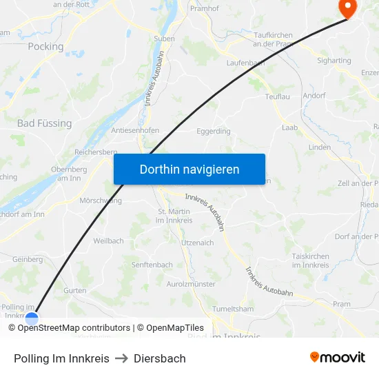 Polling Im Innkreis to Diersbach map
