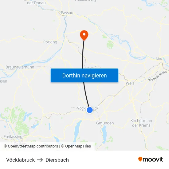 Vöcklabruck to Diersbach map