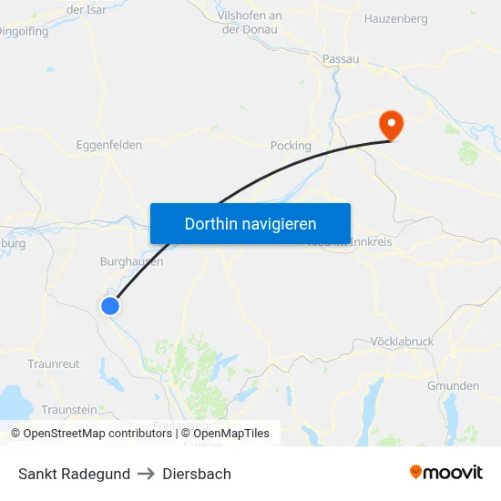 Sankt Radegund to Diersbach map