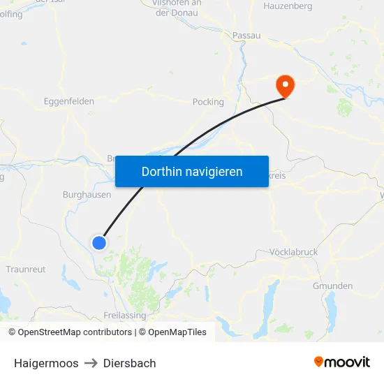 Haigermoos to Diersbach map
