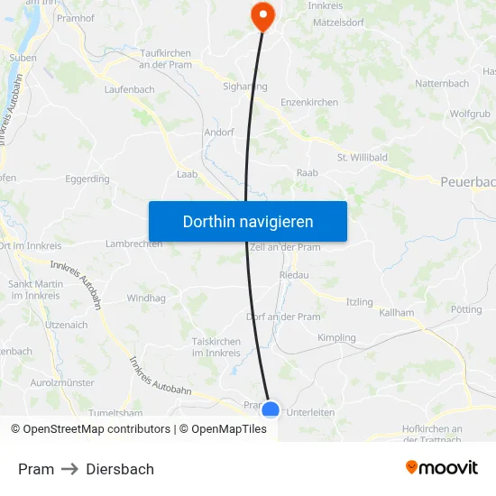 Pram to Diersbach map