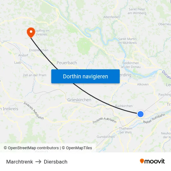 Marchtrenk to Diersbach map