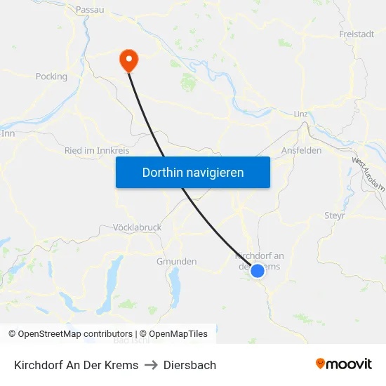 Kirchdorf An Der Krems to Diersbach map