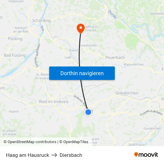 Haag am Hausruck to Diersbach map