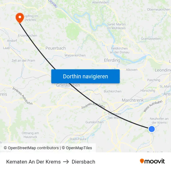 Kematen An Der Krems to Diersbach map