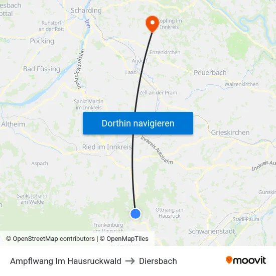 Ampflwang Im Hausruckwald to Diersbach map