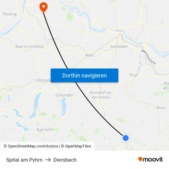 Spital am Pyhrn to Diersbach map