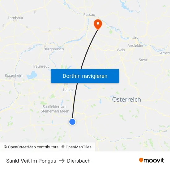 Sankt Veit Im Pongau to Diersbach map