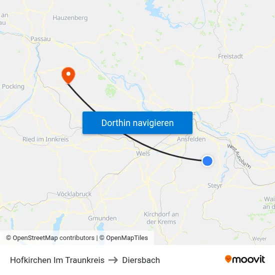Hofkirchen Im Traunkreis to Diersbach map