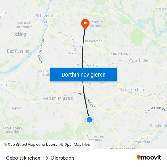 Geboltskirchen to Diersbach map