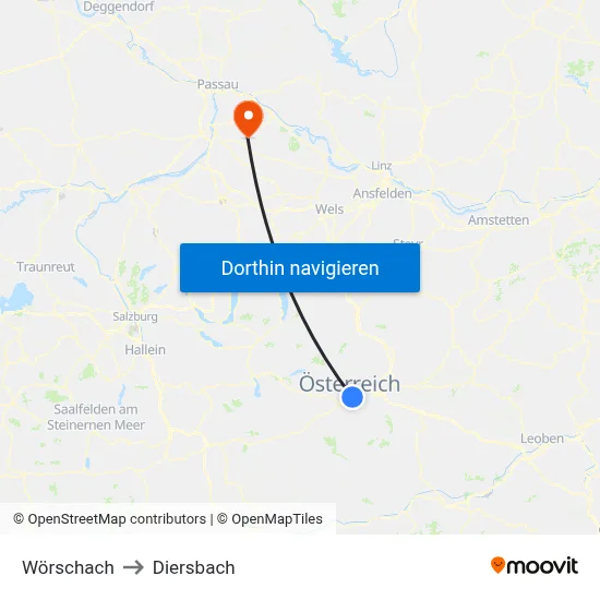 Wörschach to Diersbach map