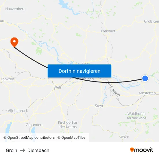 Grein to Diersbach map