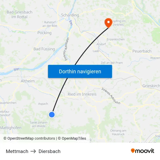 Mettmach to Diersbach map