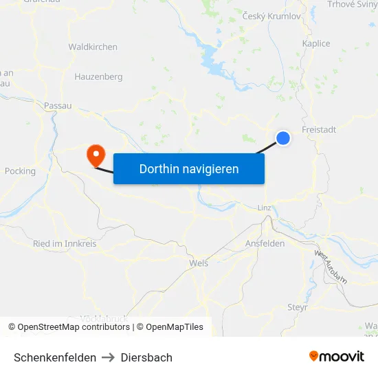 Schenkenfelden to Diersbach map