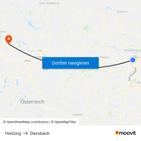Hietzing to Diersbach map