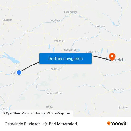 Gemeinde Bludesch to Bad Mitterndorf map