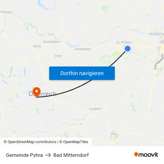 Gemeinde Pyhra to Bad Mitterndorf map