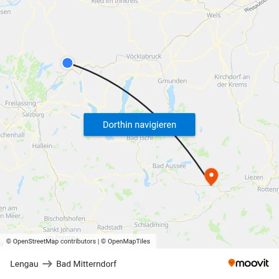 Lengau to Bad Mitterndorf map