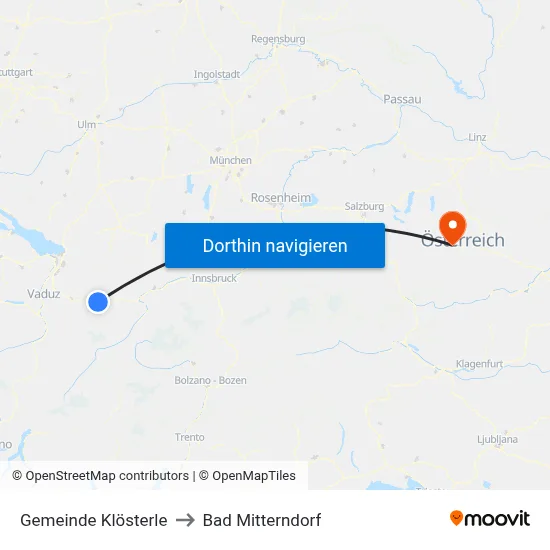 Gemeinde Klösterle to Bad Mitterndorf map