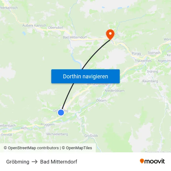 Gröbming to Bad Mitterndorf map