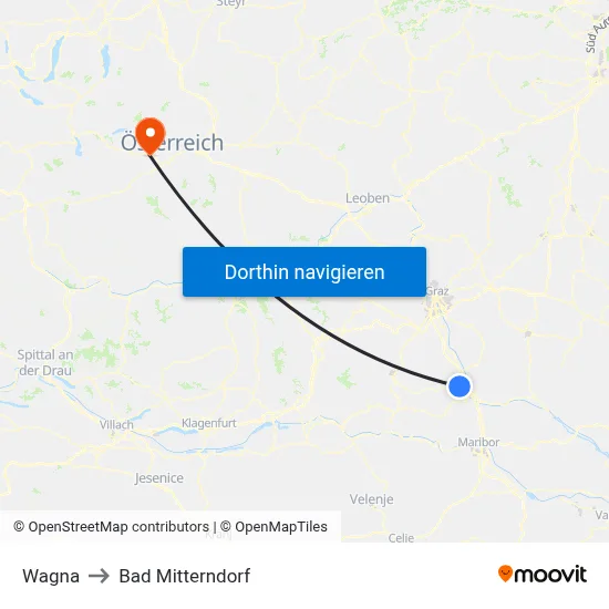 Wagna to Bad Mitterndorf map