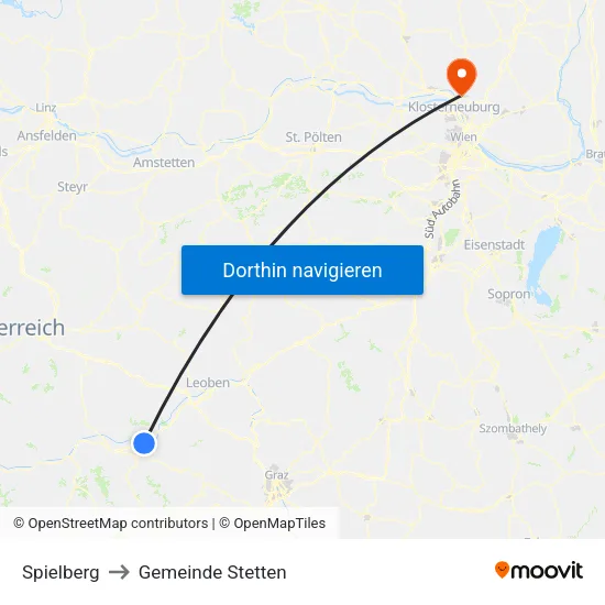 Spielberg to Gemeinde Stetten map