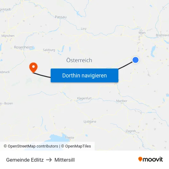 Gemeinde Edlitz to Mittersill map