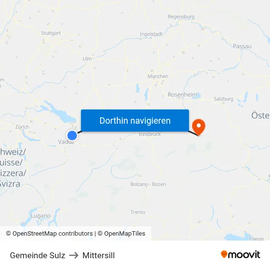 Gemeinde Sulz to Mittersill map