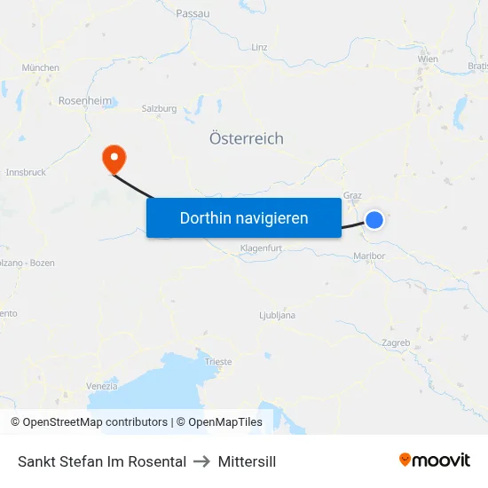 Sankt Stefan Im Rosental to Mittersill map