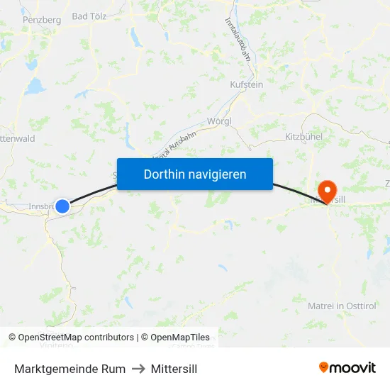 Marktgemeinde Rum to Mittersill map