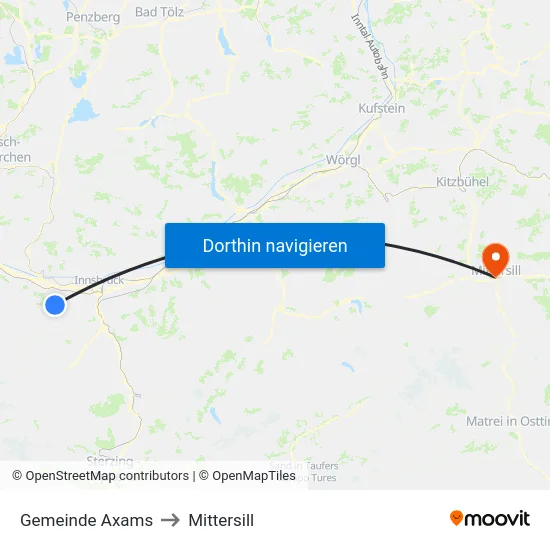 Gemeinde Axams to Mittersill map