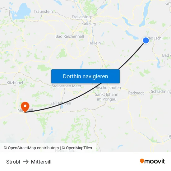 Strobl to Mittersill map