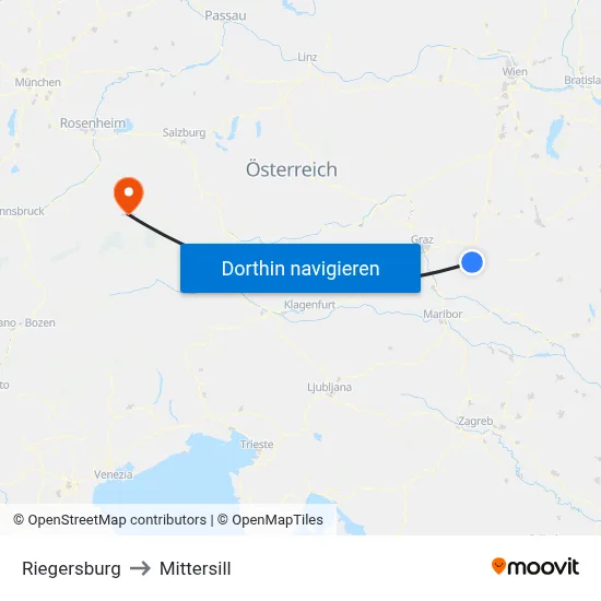 Riegersburg to Mittersill map