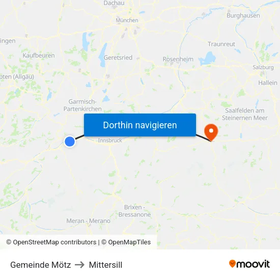 Gemeinde Mötz to Mittersill map