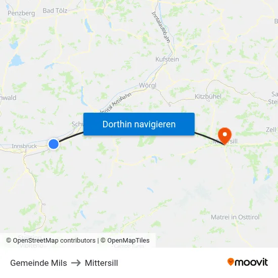 Gemeinde Mils to Mittersill map