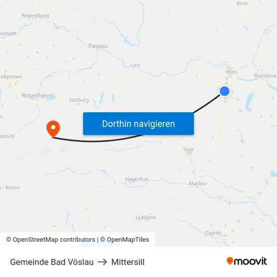 Gemeinde Bad Vöslau to Mittersill map